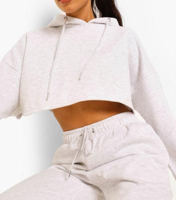 China Fashionable New Fashionable Women Crop Top Breathable Hoodie Sweatshirt Custom Women Tracksuit Set Hooded for sale