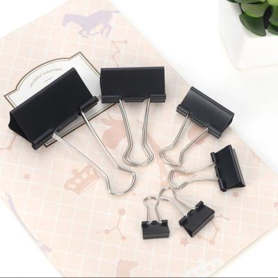 China Stationery Klip Besi Metal Binder Clips Paper Clamp Book Stationery School Office Ticket Holders Black Supplies15-51MM for sale