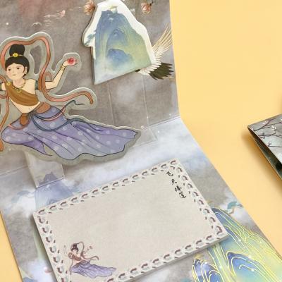 China Antique Self-adhesive Chinese Style Notes Creative Dunhuang Frescoes Sticky Memo Pad for sale