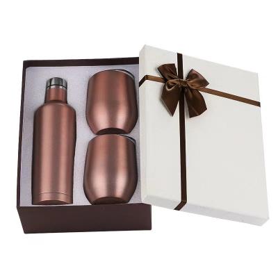 China Disposable Thermoses 500ml Bottle Vacuum Cup Set Stainless Steel Thermoses Flask Coffee Mug Gift Set Box Package 12oz Wine Tumbler Gift Set for sale