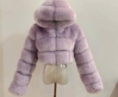 China Quilting women's long-sleeved imitation fox fur jacket women's short hooded imitation fur jacket Anti-wrinkle factory direct sales for sale