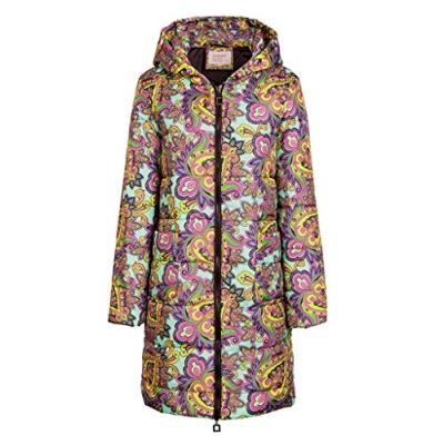 China Anti-wrinkle women's winter long down jacket oversized warm coat printed full zipper hooded anorak jacket outwear for sale