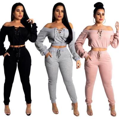 China QUICK DRY Boutique Long Sleeve Top Pants 2 Piece Set Custom Women 2 Piece Pants Sets Women for sale