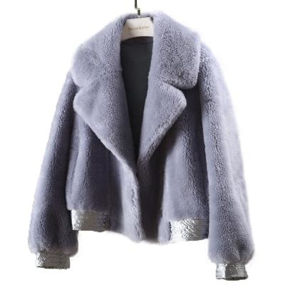 China Offered Australia Style Women Overcoat Sheep Fur Collar Shearling Coat Reversible Warm Short Jackets Sheep Fur Collar For Winter for sale