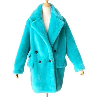 China Trend 100% Real Sheep Fur Coat Reversible Popular Women Design Medium Long Wool Teddy Coat for sale