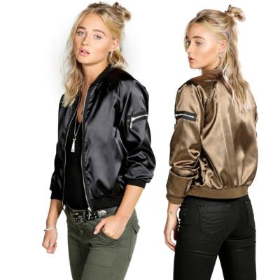 China Sustainable Zipper Coat High Quality Women's Lady MotorBike Bomber Solid Flight for sale