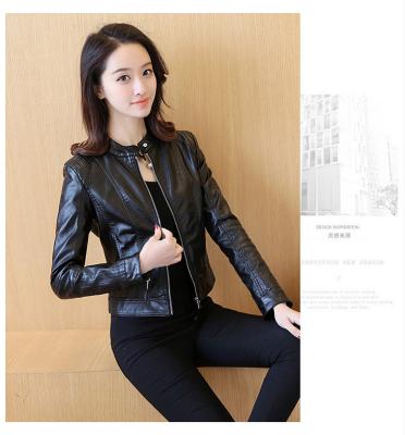 China Waterproof Women Outwear Suede Leather Coats Flight Biker Motorcycle Coat Ladies Streetwear Black Zipper M0291 for sale