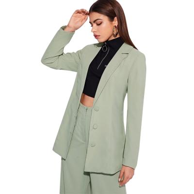 China Women Ladies Mint Green Button Waterproof Customizable Single Wear Office Work Casual Jackets Blazers for sale