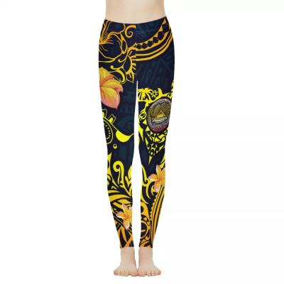 China Hot Selling Reversible HD Customized Breathable Polynesian Tribal Style Colorful Female Yoga Tights And Comfortable Ladies Fitness Pants for sale