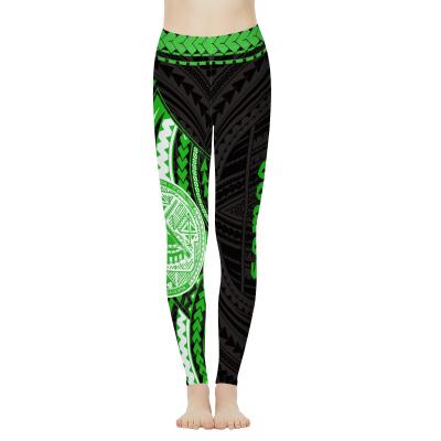 China Reversible Women's Four Seasons Fashion Sports Pants Print High Waist Polynesian Style Fashion Gaiters Gym Workout Dance Yoga Pants for sale