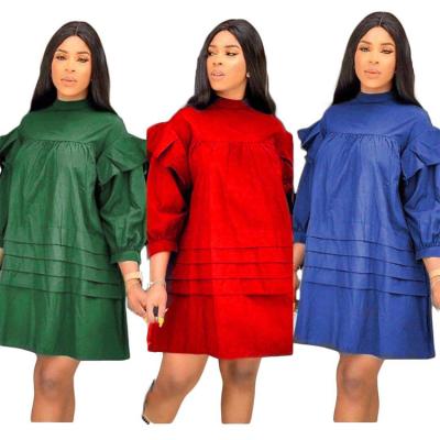 China 2021 fashion african plus size dress dry cleaning folds looser waist women line dress skirt for sale