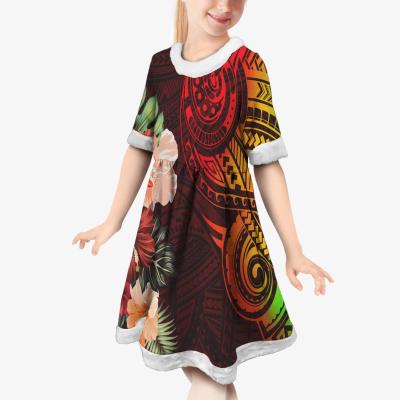 China Polyester/Cotton New Polynesia Design Girls Dress Hawaii Kids Girls Floral Princess Dress Casual Wear Kids Clothes Girls Dress Wholesale for sale