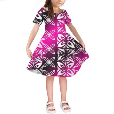 China Polyester/Cotton Gradient Girls Summer Dress Samoa Lokostyle Tribal Tattoos Kids Casual Outfits For Party Wedding Princess Children Clothing for sale