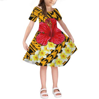 China Kids Girls Princess Dresses Polynesian Samoan Casual Short Sleeve Party Kids Wear Polyester/Cotton Girls Summer Dress 2021 for sale