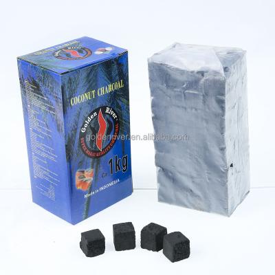 China Professional Coconut Gold Charcoal River Hookah Maker 1kg Blue Box 22mm for sale