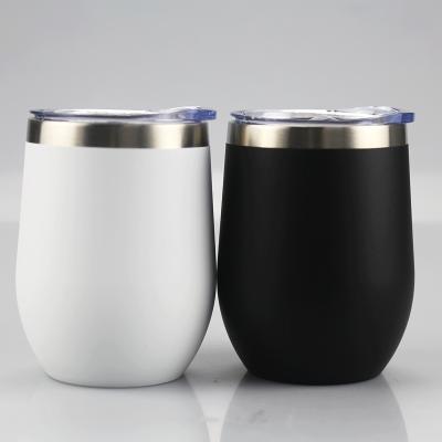 China Sustainable Hot Selling Powder Coated Egg Shape 15oz Double Wall Stainless Steel Vacuum Insulated Wine Tumbler for sale