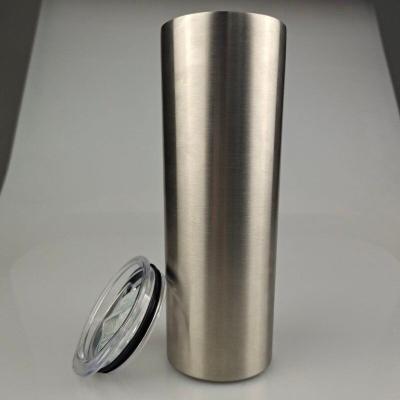 China Sustainable Free Shipping Double Wall Stainless Steel Lean Vacuum Insulated 20oz Skinny Tumbler Silver Lean Tumbler for sale