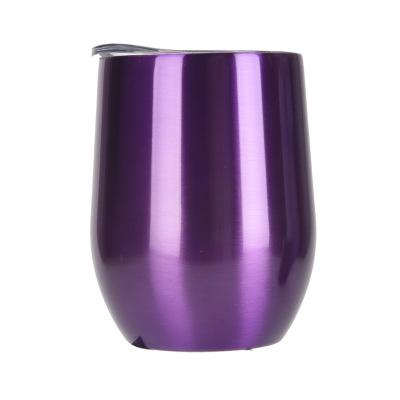 China Hot Sale 12oz Sports Egg Shaped Wine Tumbler Double Wall Tumbler Stainless Steel Stemless Tumbler for sale