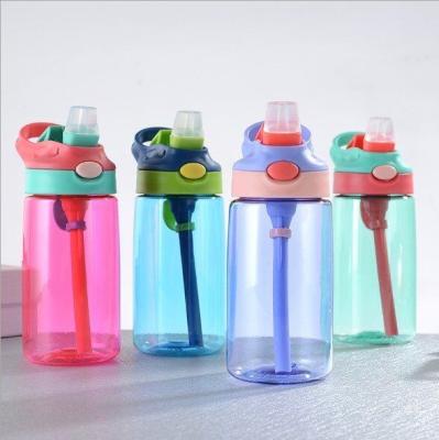 China Sustainable Wholesale 450ml Customized Creative Kids Drink Bottles Kids Plastic Water Bottle With Straw for sale