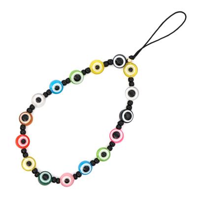 China Wholesale Cute Acrylic Evil Eye Beads Fashionable Phone Chain Cell Phone Case Straps For Women for sale