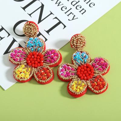 China FASHIONABLE Jewelry Bohemia Women Beaded Stud Earrings Handmade Miyuki Seed Beaded Flower Earrings for sale