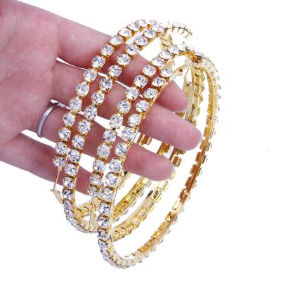 China BOHEMIA 10cm Gold Plated Exaggeration Big Circle Shiny CZ Crystal Rhinestone Hoop Earrings For Women Full for sale