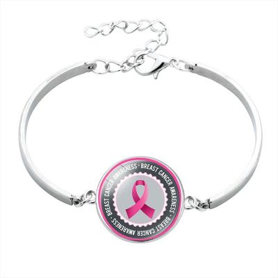 China Alloy CLASSIC Accessories Breast Cancer Awareness Bracelet Breast Cancer Awareness Break Button Bracelet Pink Wholesale for sale