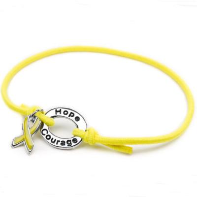 China TRENDY Yellow Ribbon SUPPORT OUR TROOPS Awareness Bracelet Jewelry Stretch String Bracelet With Charm for sale