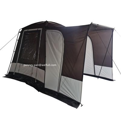 China Straight tie type outdoor waterproof family camping caravan tent room caravan trailer porch tent SUV rv tent for sale