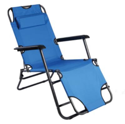 China Modern Camping Beach Extended Adjustable Folding Lounge Chair With Pillow Footrest for sale