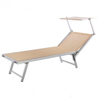 China Umbrella For Shelter Good Quality Beach Lounger Aluminum Folding Bed With Umbrella for sale