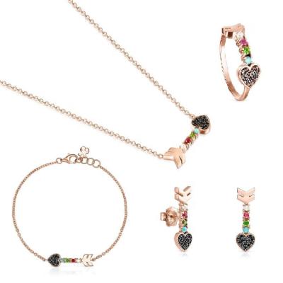 China Romantic Rose Gold and Silver Arrows Bracelet Match Gems that Back Necklace and Earrings Ring Touses Jewelry from Spain for sale