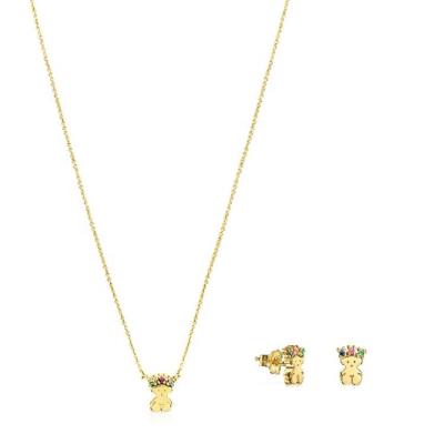 China Real Sisy Bear Diamond Necklace Romantic Gold Collocation To Support Touses Jewelry Earring Combination Spain Equipment for sale