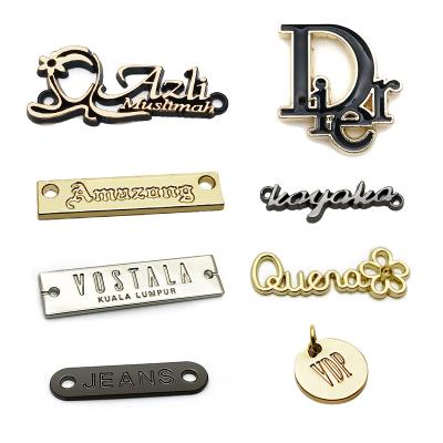 China High Quality Viable Custom Letter Engraved Dish Tag Garment Labels Metal Logo Labels for Clothing for sale