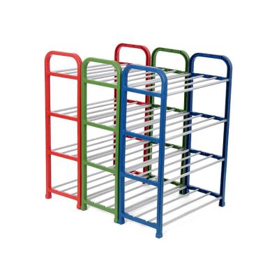 China Wholesale Cheap Price Viable 4 Layer Plastic Stackable Shoe Rack Organizer Metal Steel Shoe Rack for sale