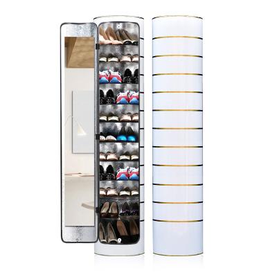 China Large Capacity Saving Space Sustainable Shoes Rack Creative 360-Degree Rotating Shoe Cabinet Around Dustproof Shoe Rack for sale