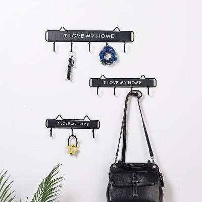 China Creative Household Porch Wall Hanger Wall Coat Hook Letter Viable High Quality Wood Key Hook Retro for sale