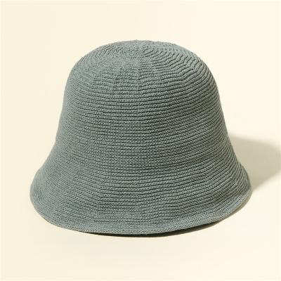 China 2021 Best Selling Daily Life Girls Beach Sun Visor Summer Women Solid Color Knitted Fashion Design Soft Breathable Bucket Hat for sale