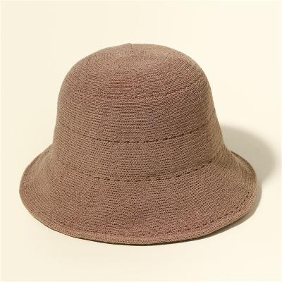 China 2021 Spring Women Summer Direct Outdoor Sun Protection Striped UV Straw Hats Factory Factory Beach Knitted Bucket Anti UV Straw Hats for sale