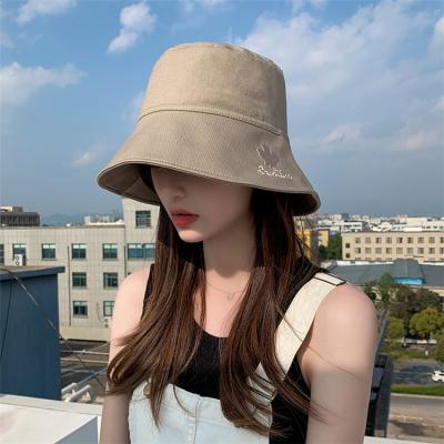 China Wholesale Image Women Fashion All-match Custom Maple Leaf Logo Wide Brim Sun Protection Colorful Empty Bucket Hat for sale