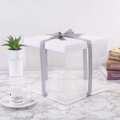 China Disposable Design Tall Square Lodge Cake Wedding Gift Box With Window for sale