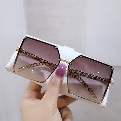 China 2021 High Quality Rimless Eyewear Custom Sunglasses Square UV400 Sun Logo Oversized Women Wholesale Rimless Glasses Ready Goods Big Rimless M02 for sale