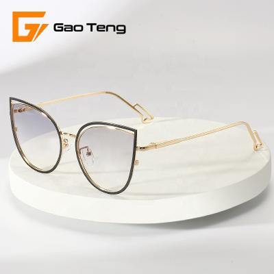 China Cat Eye 2022 New Ready Glass Eyewear Sunglasses 9701 OEM Logo Stainless Women Wholesale Fashion Cat Eye Sun Vision Shade Goods for sale