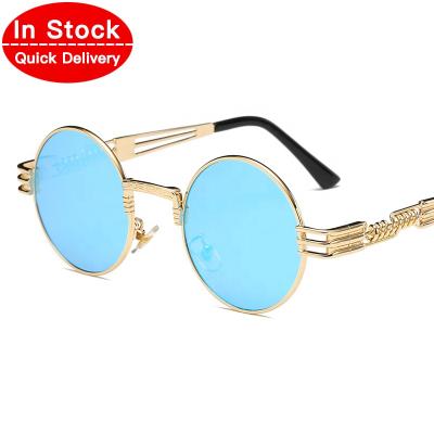 China Fashion To 2019 Sunglasses In Stock OEM 2680M Women Steampunk Metal Fashion Mirror Sun Lenses Glass Eyewear Wholesale Sunglasses for sale