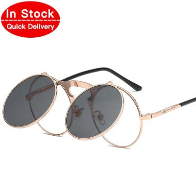 China Fashion Sunglasses 2019 In Stock Fashion Factory Vogue OEM Steampunk Women Men Wholesale Round Sun Glasses 3057 Eyewear Sun Glasses Nits for sale