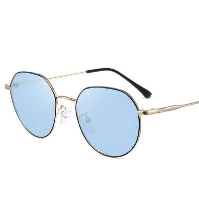 China Anti-blue Light Photochromic Sunglasses Prep Goods High Quality UV400 Logo Round Men's Wholesale Women Sun Glass Anti-blue Light Photochromic Eyewear Sunglasses 9643B for sale