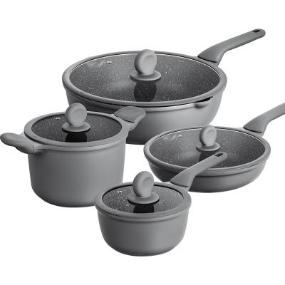 China Hot Sale Starry Sky Stocked Gray Non-stick Pan Combination Household Four-piece Kitchen Utensils for sale