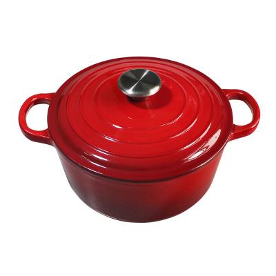 China Stocked Worth Buying Red Cast Iron Saucepan Household Kitchen Utensils Cast Iron Saucepan for sale