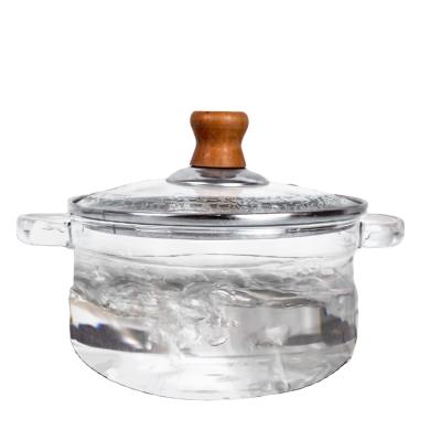 China Direct Selling Viable Glass Handle Factory High Borosilicate Heat Resistant Glass Cooking Pot for sale