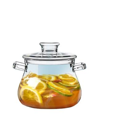 China 2021 Viable NEW Pyrex Glass Casserole Transparent Heat Resistant Round Soup Cooking Pot for sale